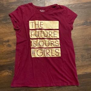 The Future is Ours Girls Maroon Tee Place Size 14